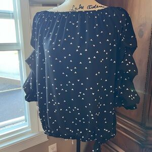 CeCe Black Heart Pattern Blouse